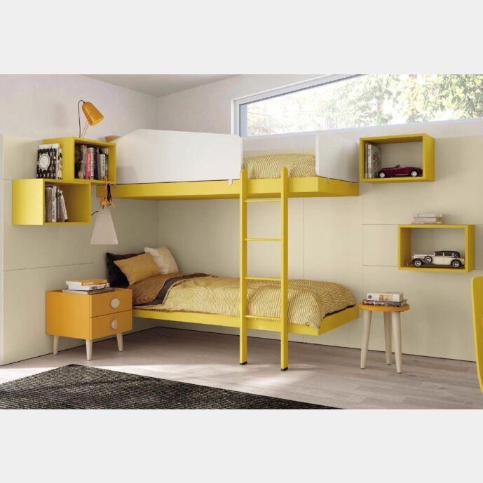 Letto castello Giallo zafferano, Desert e Bianco opaco