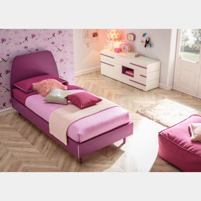 Letto singolo Aquali Moretti Compact, finitura Lampone laccato