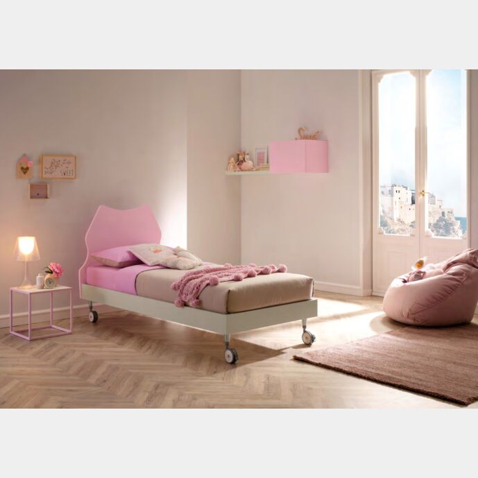 Lettino Cat con ruote Moretti Compact, finitura Quarzo e Cipria