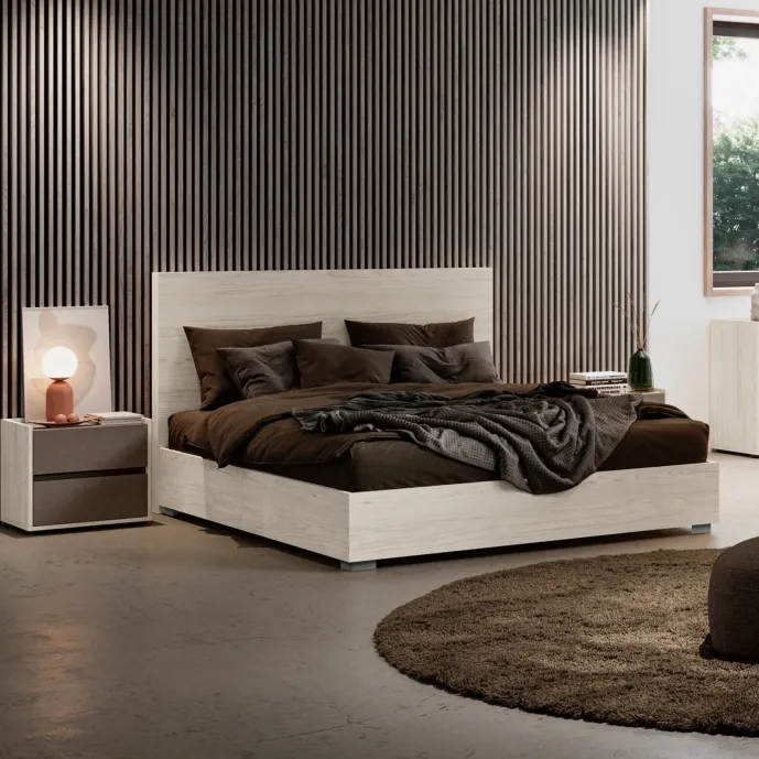 Letto matrimoniale moderno, Bianco altea, L.172 H.110