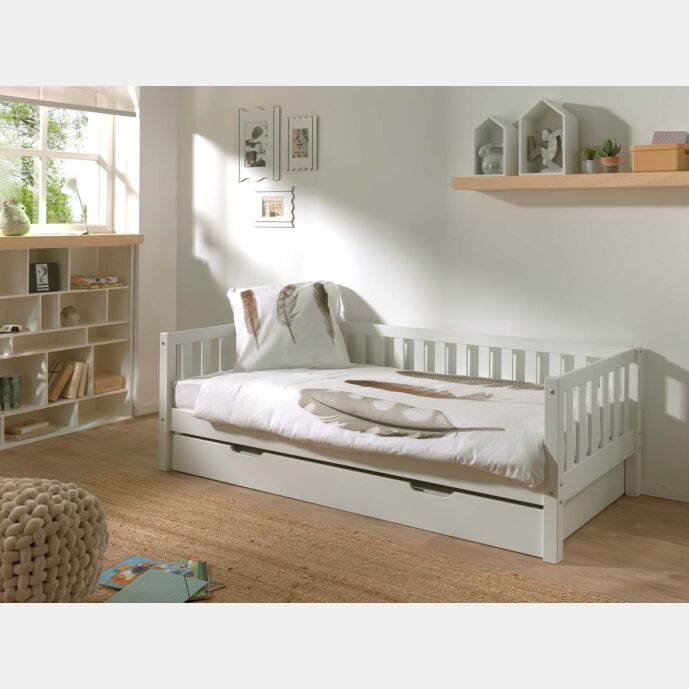 Divano letto pino massello con secondo estraibile, disponibile in due colorazioni Zenzero Shop