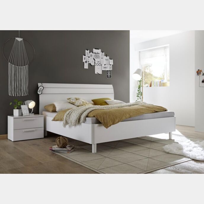 Letto matrimoniale Like bianco in legno