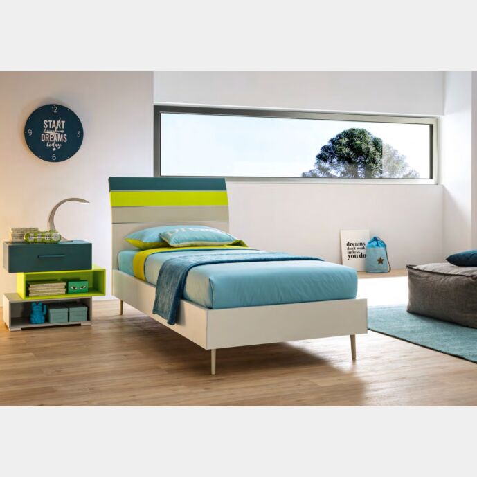 Letto singolo Bend con testata in legno, Moretti Compact