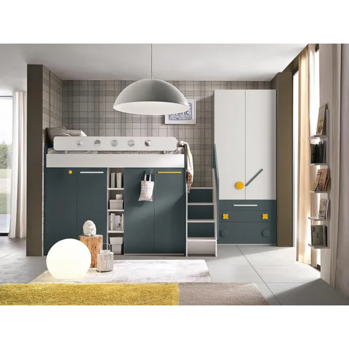 letto soppalco blu reale