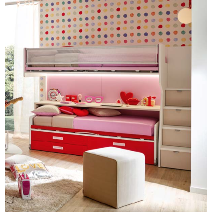 Letto a castello con scrivania, Moretti Compact KC508