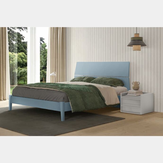 Letto matrimoniale Rovere gesso con testata curva