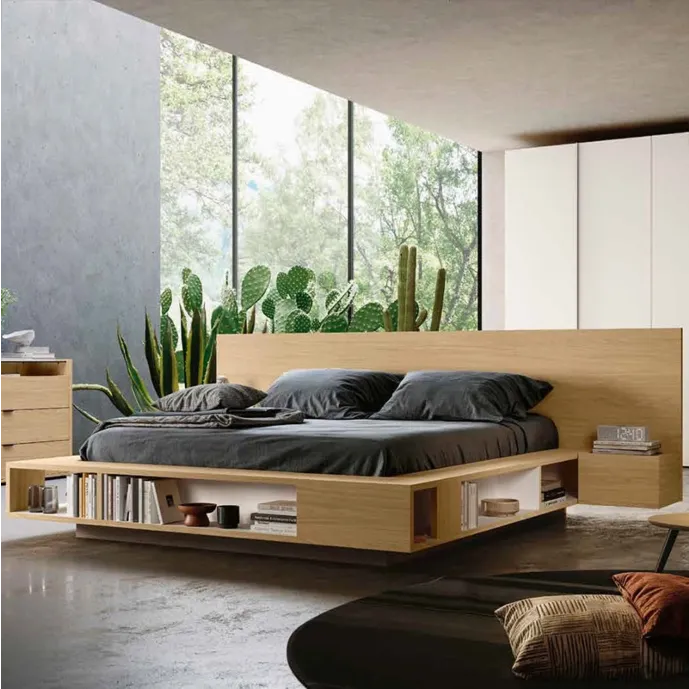 letto con librerie laterali
