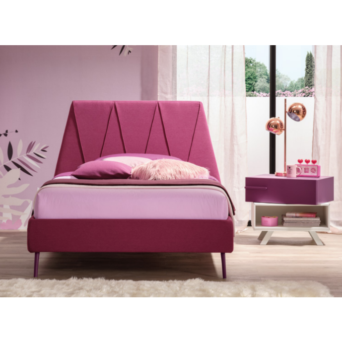 Letto singolo Peak Poly imbottito in tessuto VL14, Moretti Compact