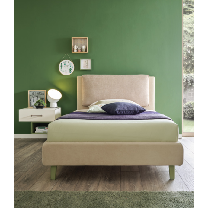 Letti piazza mezza Pillow Moretti Compact, finitura Duna e Cappuccino