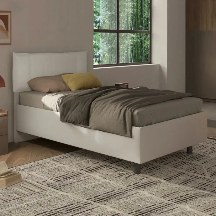 letto ecopelle bianca