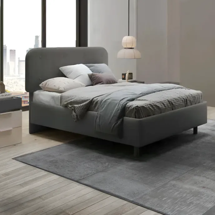 letto tessuto grigio matrimoniale