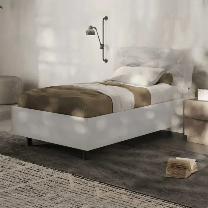 letto bianco ecopelle