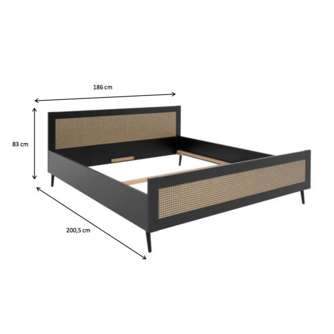 Letto King size Nero opaco con dettagli Oro