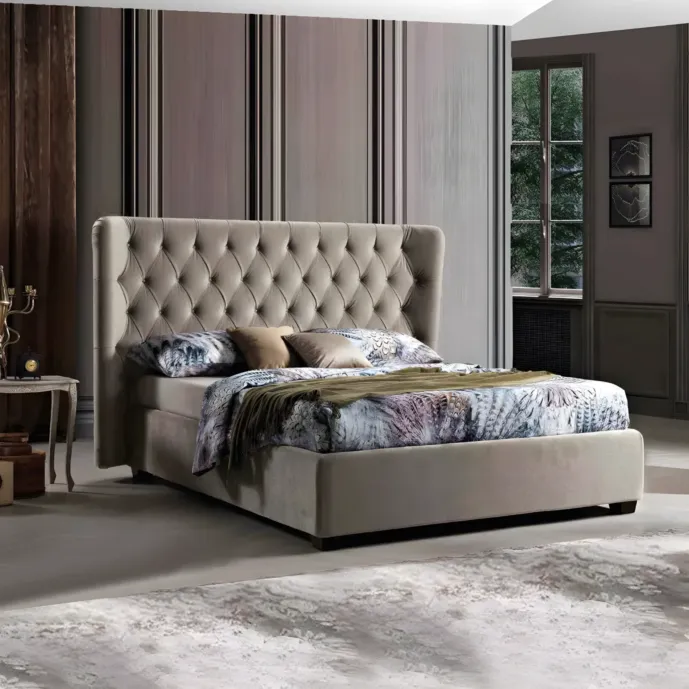 letto con testata velluto