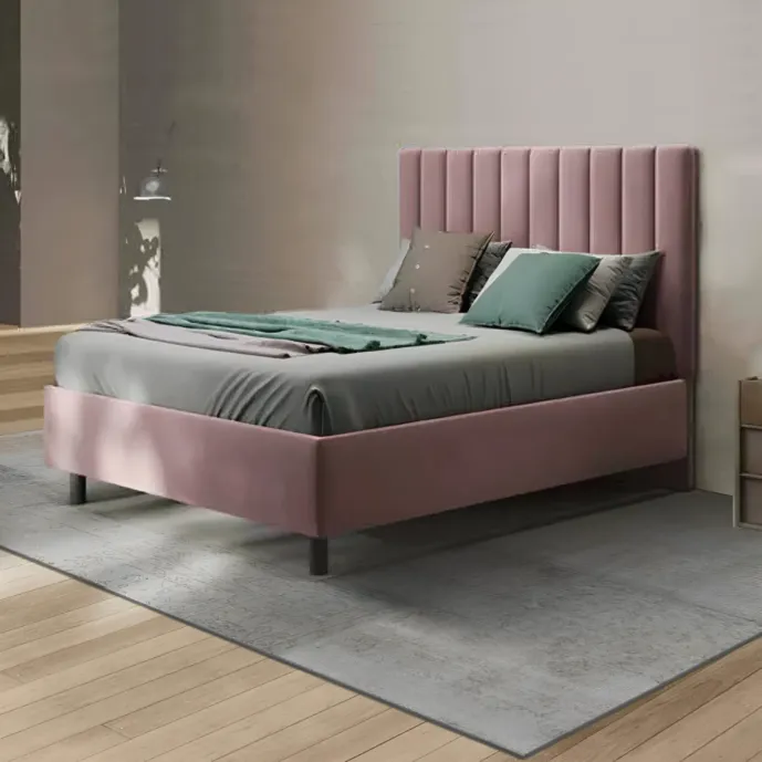 letto velluto rosa antico