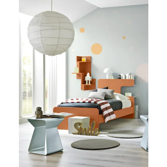 letto singolo con libreria