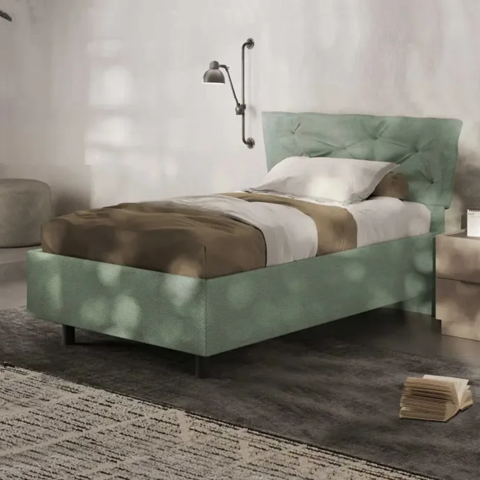 letto verde con rete contenitore 
