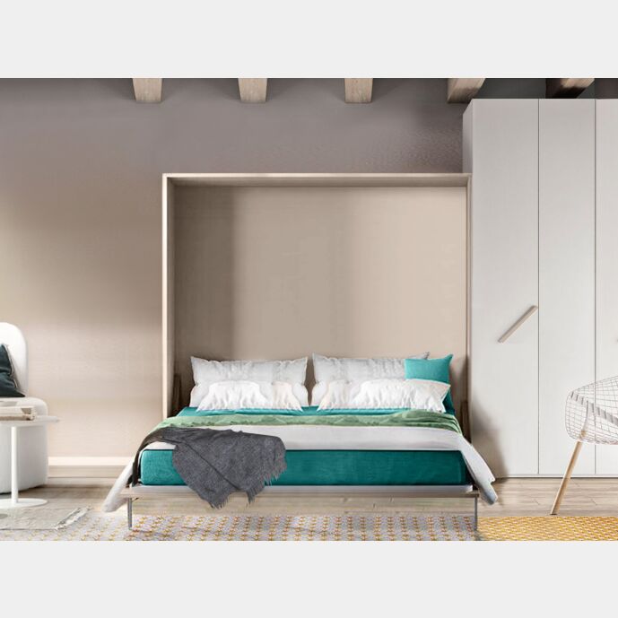 Conveniente e pratico Letto a scomparsa matrimoniale, finitura Tortora