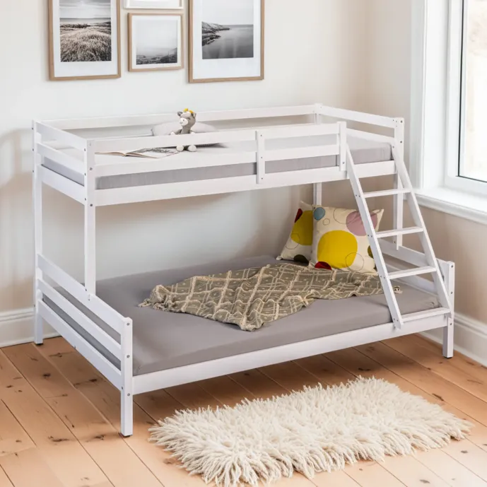 Letto a castello alla francese, 140x200 e 90x200, Bianco Zenzero Shop