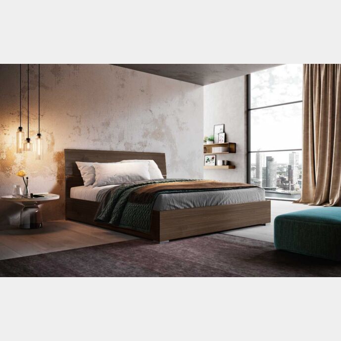 Letto matrimoniale Metiz con contenitore, finitura Noce Moro