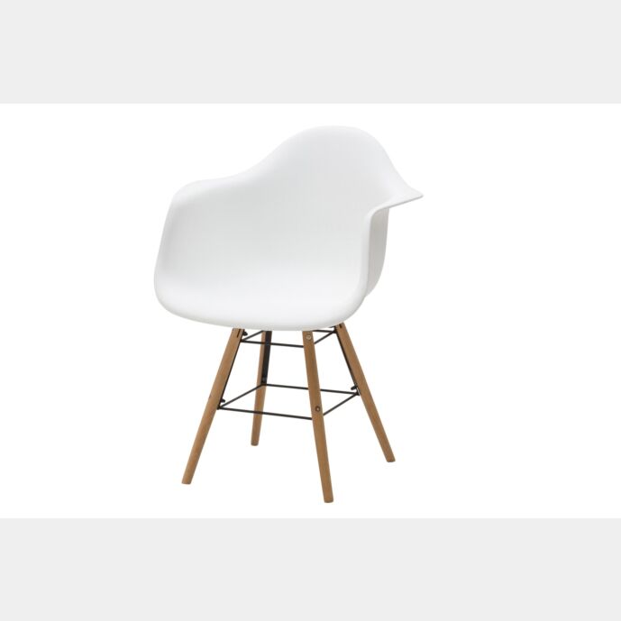 Sedia di Design con gambe in Legno, seduta ergonomica - bianca