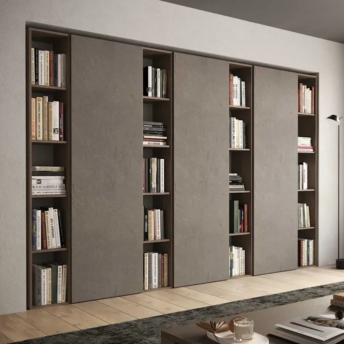 Parete libreria 274x30x186 h cm, Bronzo e Mercure, collezione Logica Zenzero Shop