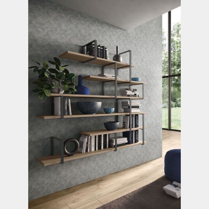 Libreria moderna industry Pacman in finitura Olmo Zenzero Shop