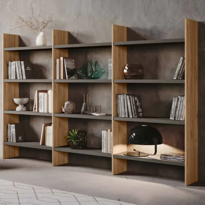 libreria grigio e noce
