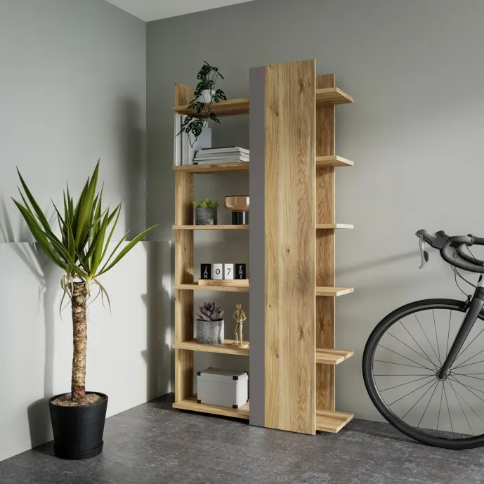 libreria rovere e grigio