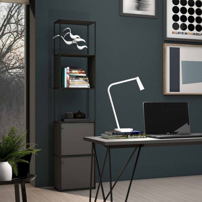 Libreria moderna colore Grigio laccato, L.40 cm