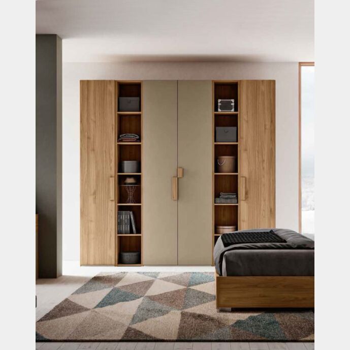 Armadi con ante battenti e librerie, finitura Noce Biondo e Bronzo