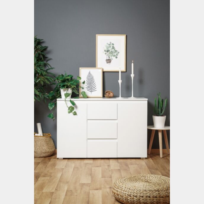 Conveniente madia 2 ante e 3 cassetti colore Bianco opaco