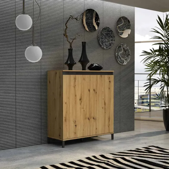 Madia alta in offerta 2 ante, stile industry finitura Rovere Artisan