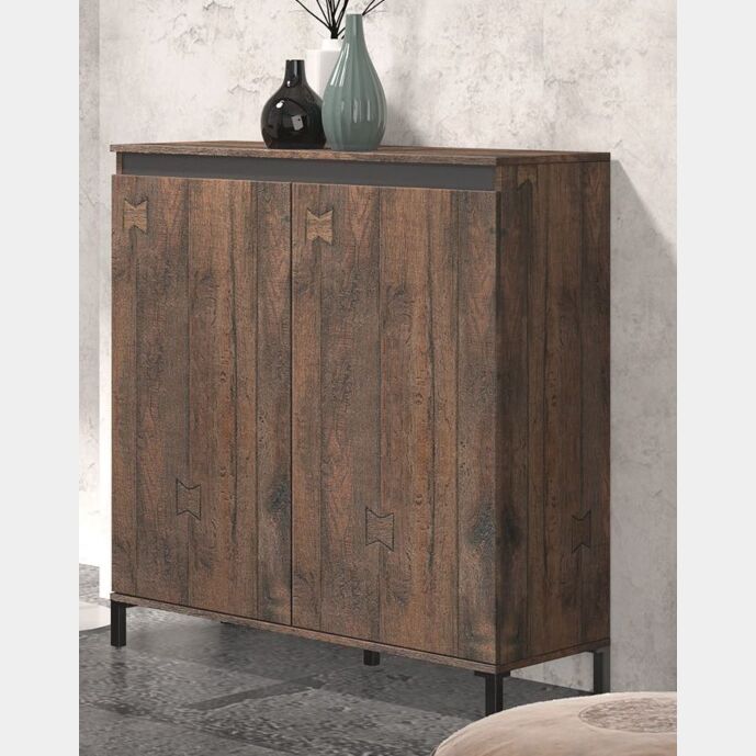 Credenza stile industry a 2 ante finitura Legno vecchio 