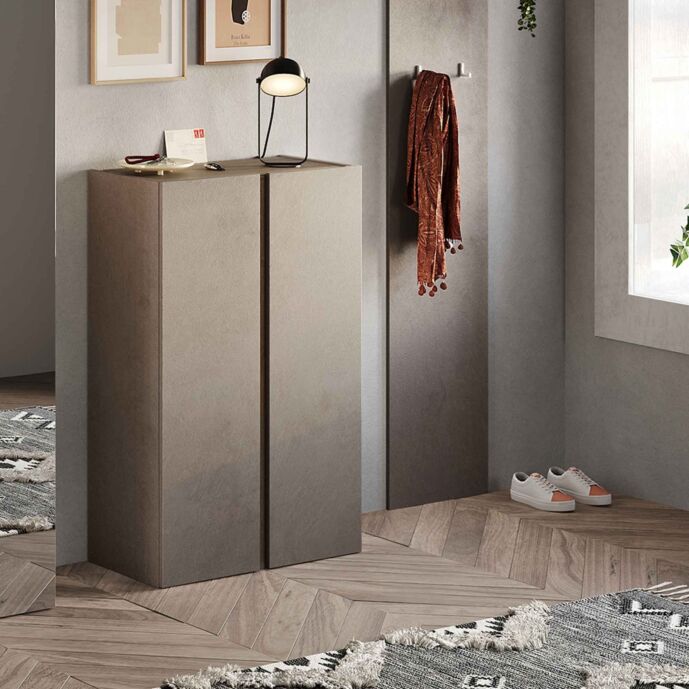 Madia alta 2 ante e 5 ripiani interni, Bronzo