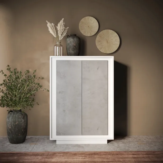 madia moderna alta bianca e beton