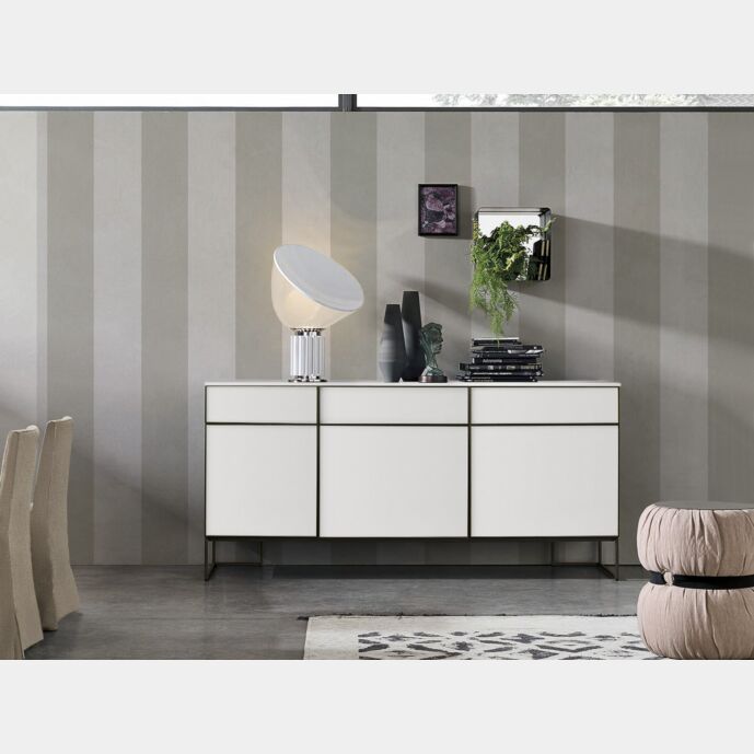 Madia 3 ante 3 cassetti, materico opaco bianco gesso