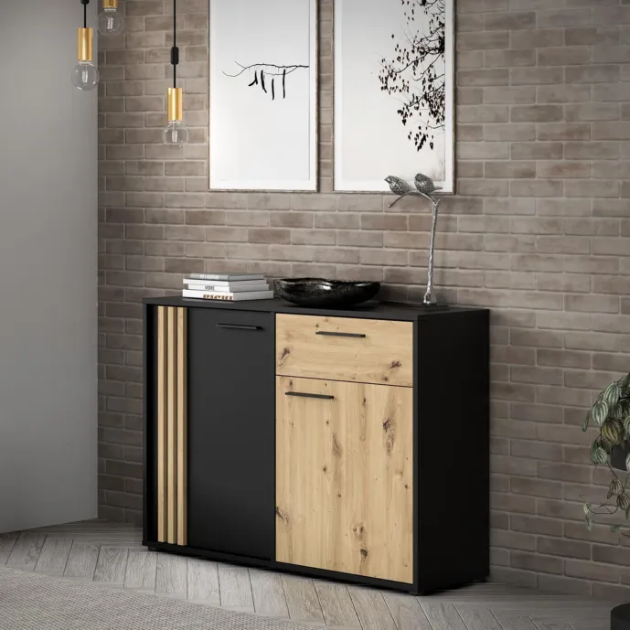 madia con cassetto nera