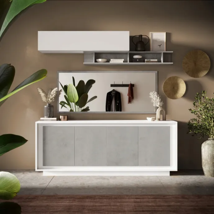 madia moderna con 4 ante grigie