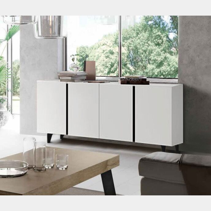 Madia 4 ante con maniglia a gola in finitura Bianco Opaco