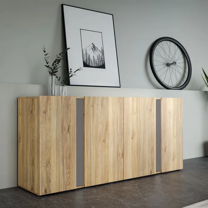credenza grigio scuro e rovere