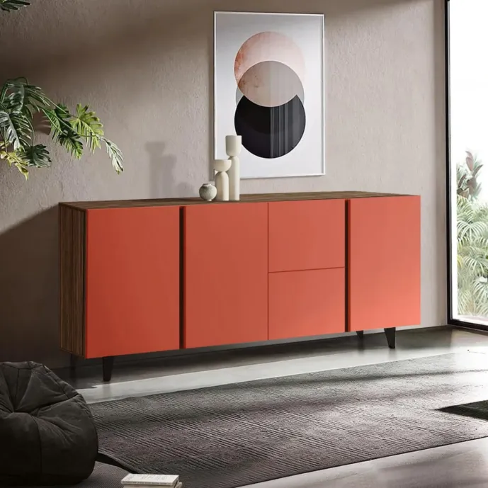 credenza cannettato rossa