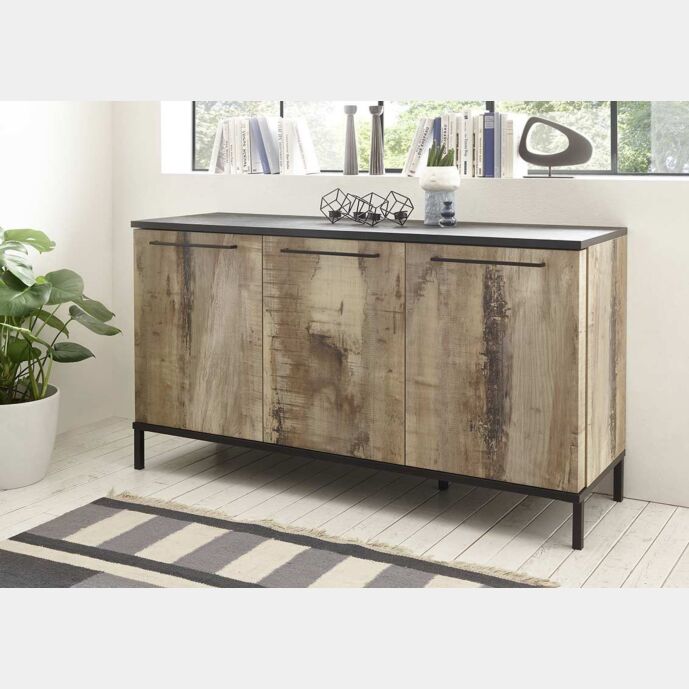 Madia Industry 3 ante finitura Nero bruciato e Pero