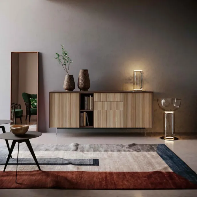 madia con piedi plexiglass