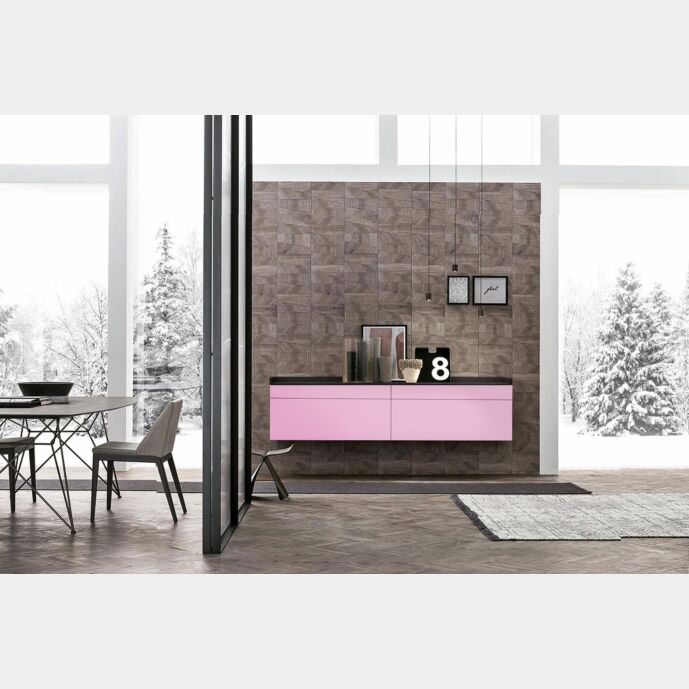 Madia sospesa 2 cestoni e 2 cassetti, finitura Pink e Antracite