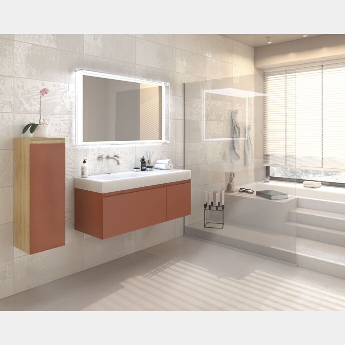 Mobile con lavabo integrato, sospeso, finitura Marrone rame