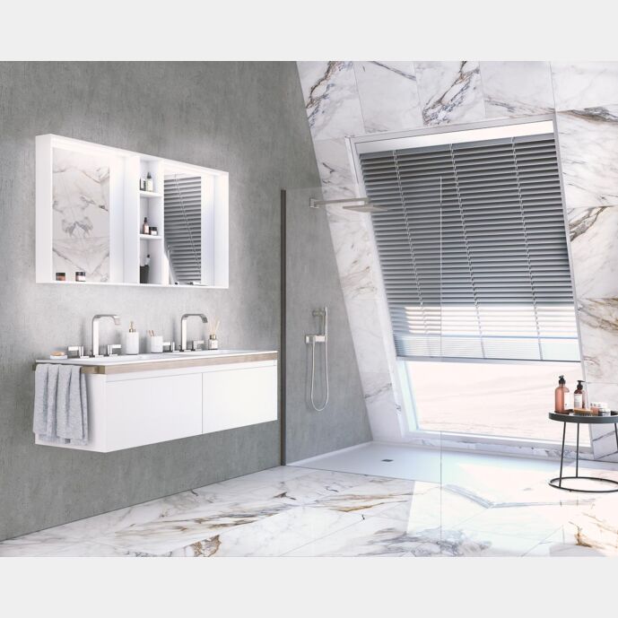 Mobile con lavabo integrato Bianco opaco, sospeso