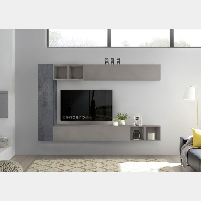Mobili pareti attrezzate soggiorno sospeso moderna Ardesia e Piombo