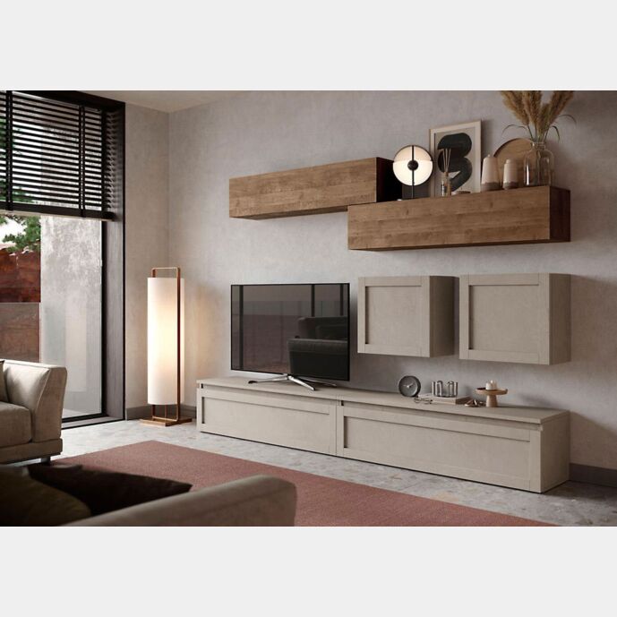 Parete attrezzata 276x40x190 h cm, Argilla e Mercure, collezione Logica Zenzero Shop