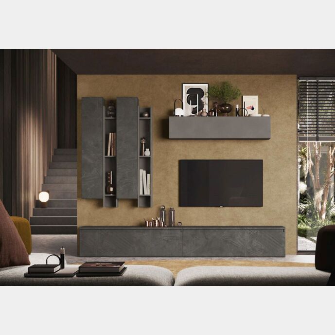 Parete TV Piombo e Ardesia